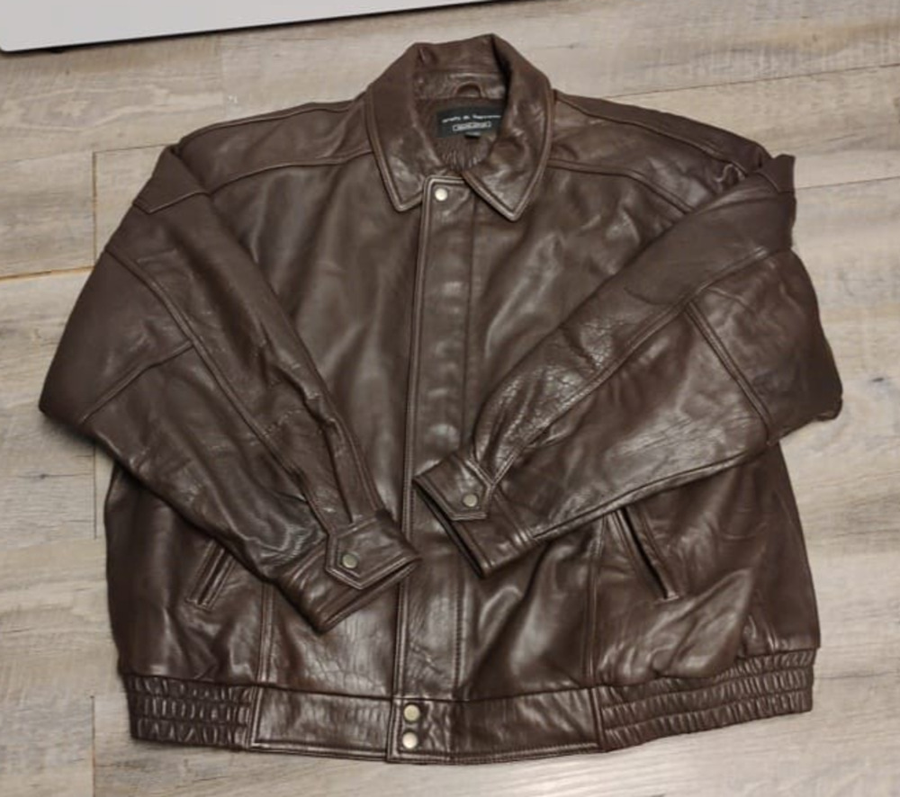 croft & barrow Brown Leather Bomber Jacket